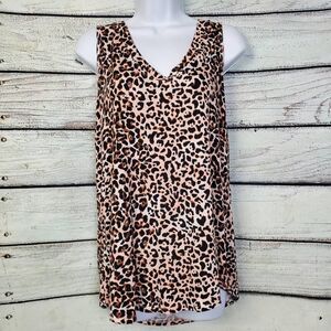 Maurices Leopard Print Sleeveless V-Neck Tank Top Size S Rayon Blend